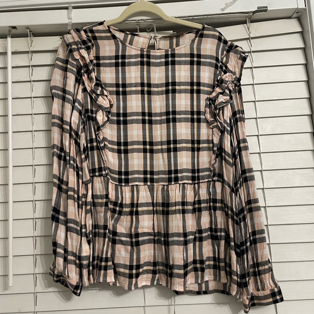 Loft Pink Plaid Top